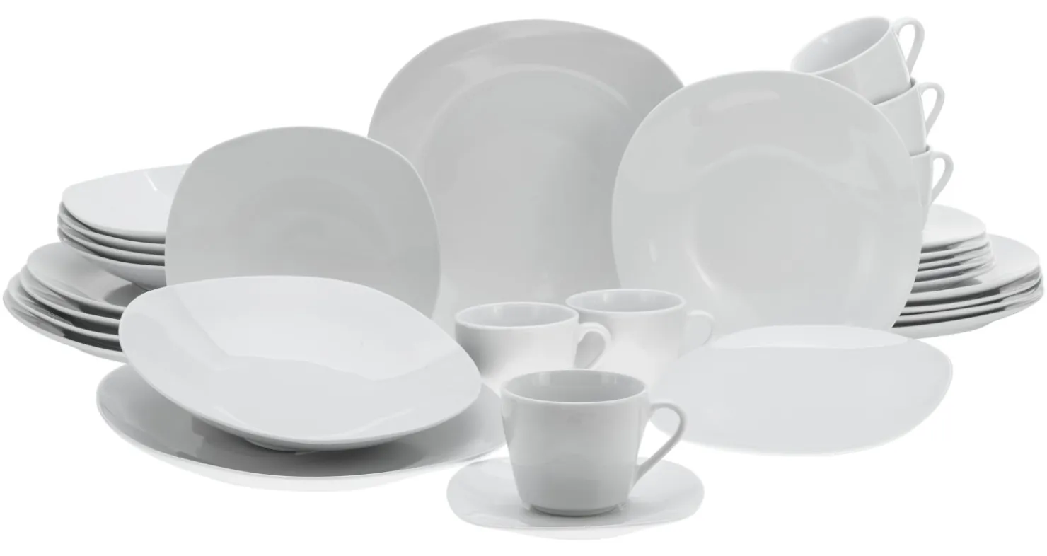 Creatable Geschirrset|Square - Kombiservice 30-tlg - Weiss