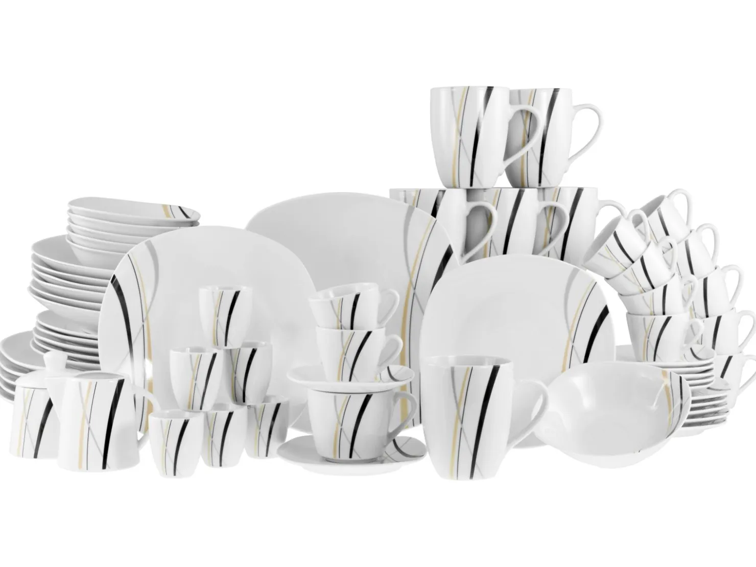 Creatable Geschirrset|Square - Kombiservice 62-tlg - Weiss