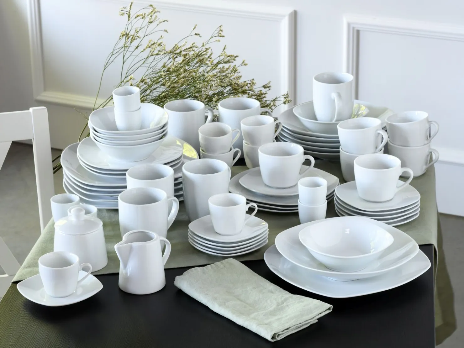 Creatable Geschirrset|Square - Kombiservice 62-tlg - Weiss