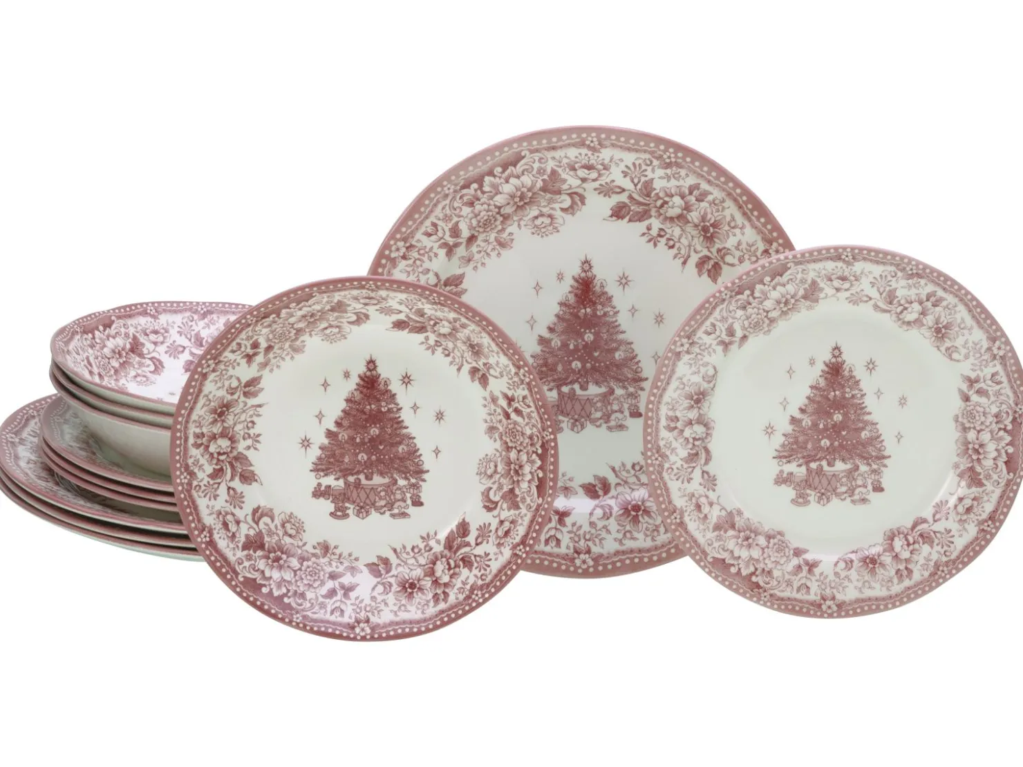 Creatable Geschirrset|Tannenbaum - Tellerset 12-tlg - Rot