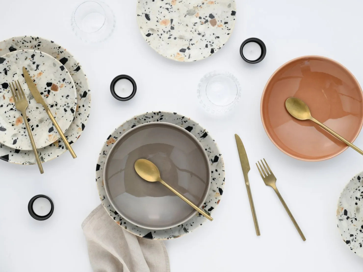 Creatable Geschirrset|Teller|Terrazzo - Tellerset 12-tlg - Mix