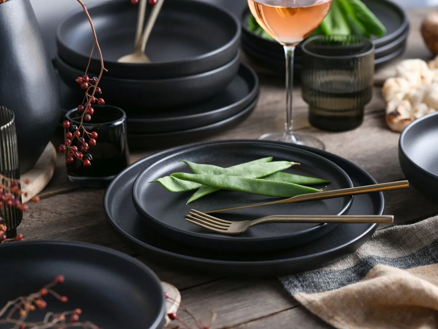 Creatable Geschirrset|Teller|Uno - Tellerset 12-tlg - Black