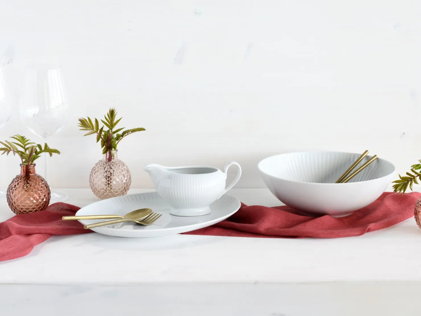 Creatable Geschirrset|Valencia - Servierset 3-tlg - Weiss
