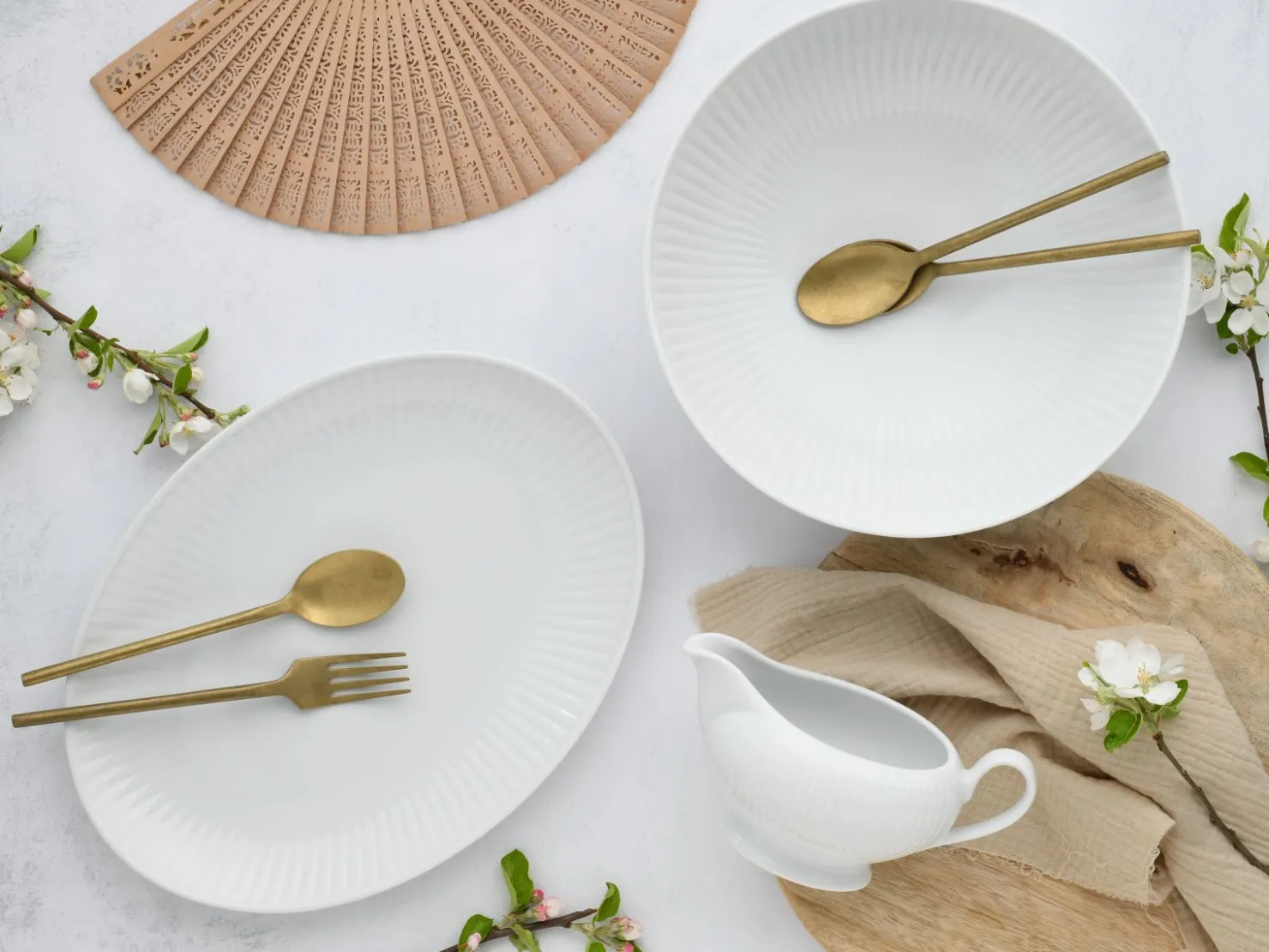 Creatable Geschirrset|Valencia - Servierset 3-tlg - Weiss