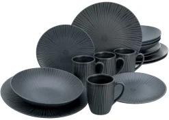 Creatable Geschirrset|Vesuvio - Kombiservice 16-tlg - Schwarz
