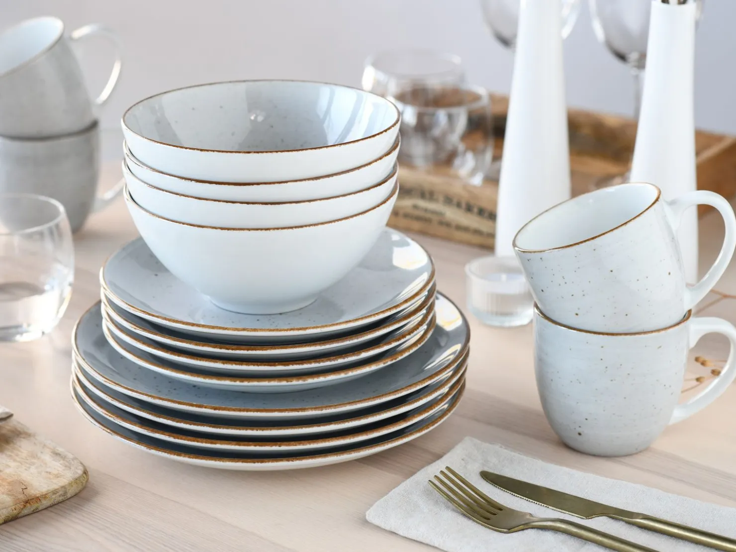 Creatable Geschirrset|Vintage Nature - Kombiservice 16-tlg - Weiss