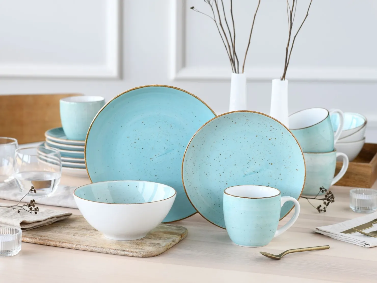 Creatable Geschirrset|Vintage Nature - Kombiservice 16-tlg - Weiss