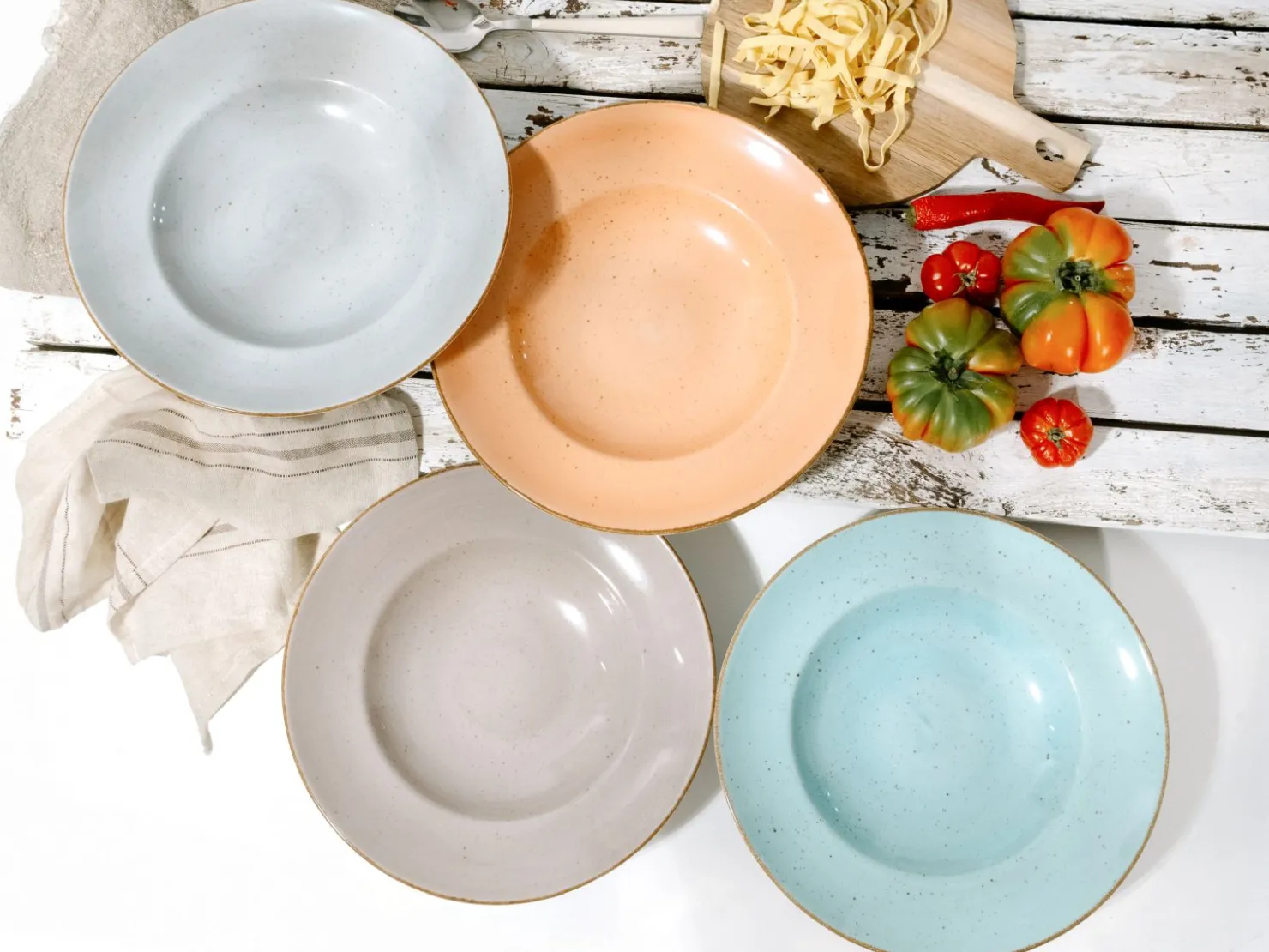 Creatable Pizza & Pasta|Geschirrset|Vintage Nature - Pastateller 4-tlg - Weiss
