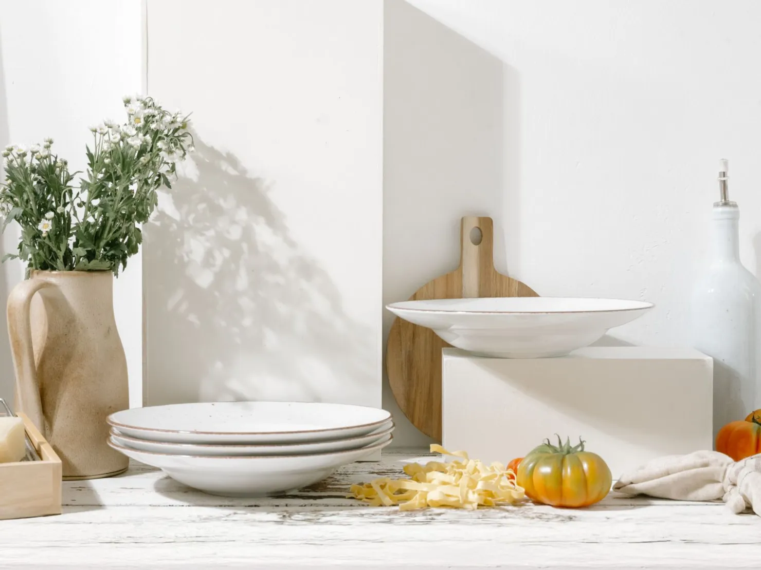 Creatable Pizza & Pasta|Geschirrset|Vintage Nature - Pastateller 4-tlg - Weiss