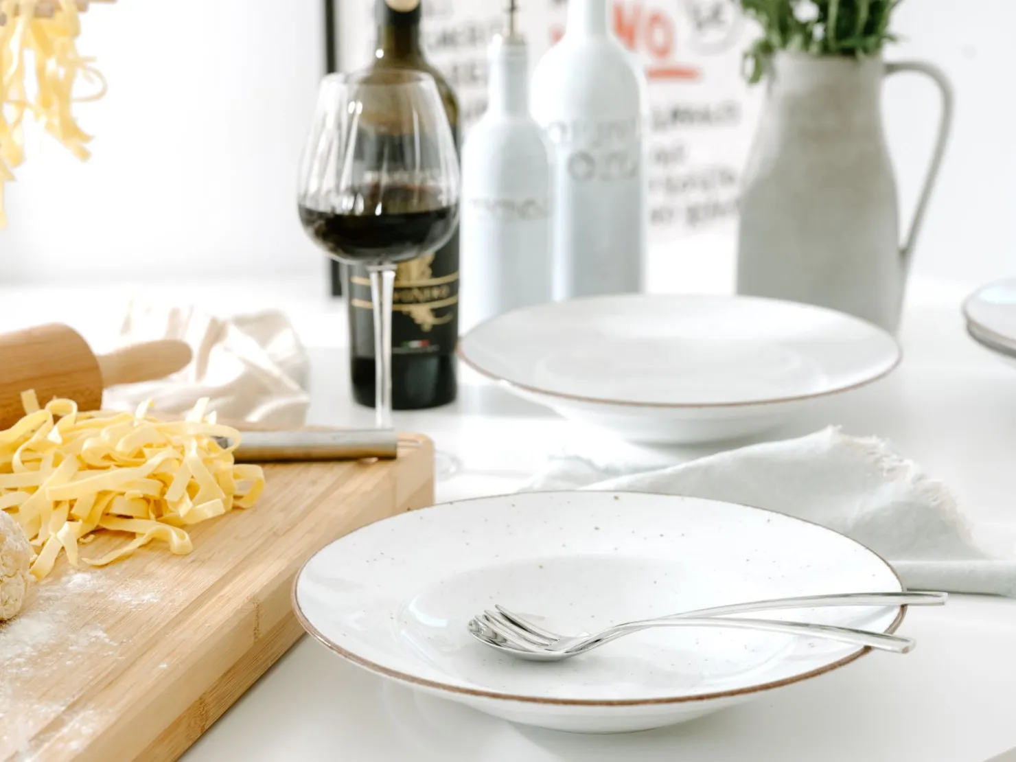 Creatable Pizza & Pasta|Geschirrset|Vintage Nature - Pastateller 4-tlg - Weiss