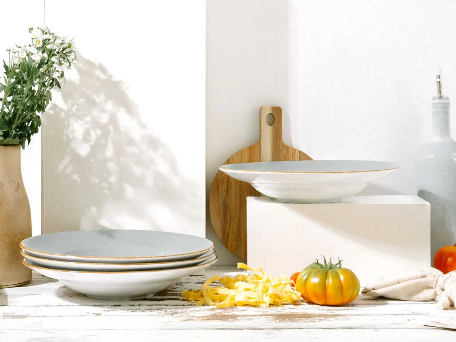 Creatable Pizza & Pasta|Geschirrset|Vintage Nature - Pastateller 4-tlg - Weiss