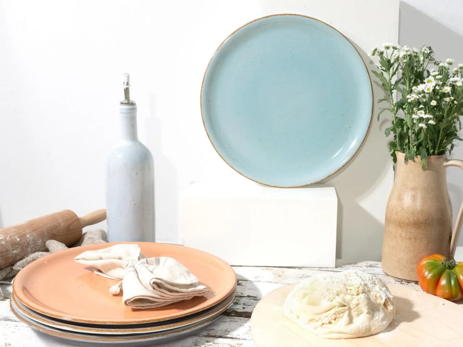 Creatable Pizza & Pasta|Geschirrset|Vintage Nature - Pizzateller 4-tlg - Weiss