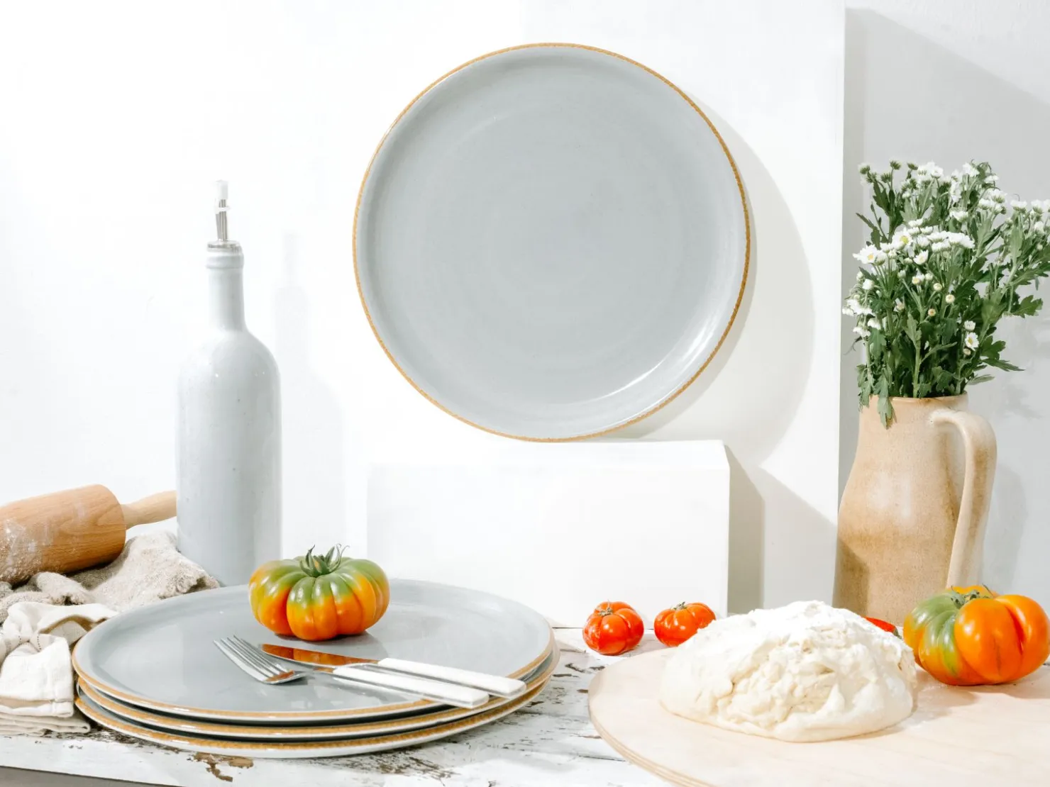 Creatable Pizza & Pasta|Geschirrset|Vintage Nature - Pizzateller 4-tlg - Weiss