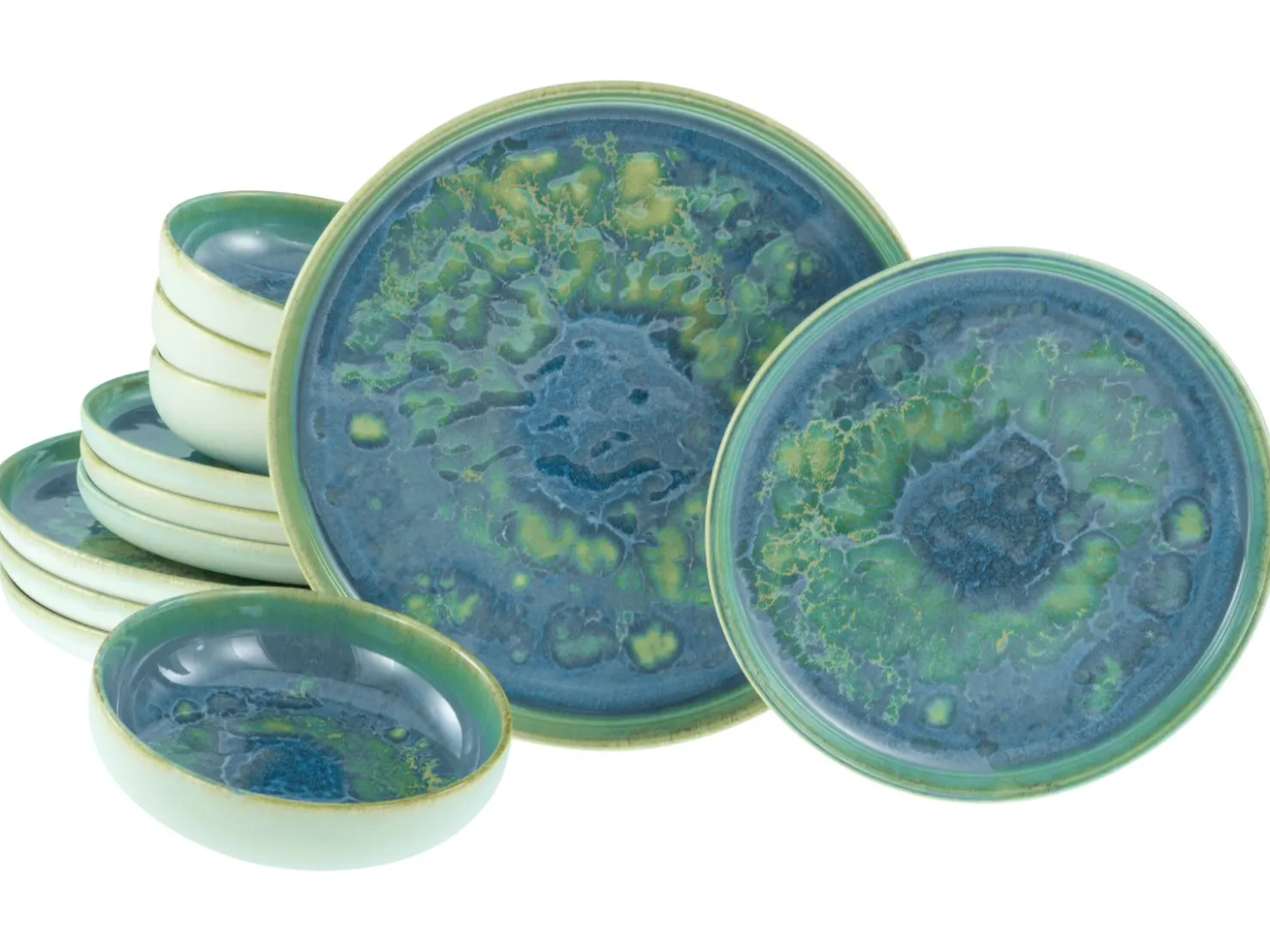 Creatable Geschirrset|Teller|Yuki - Tellerset 12-tlg - Grün-blau